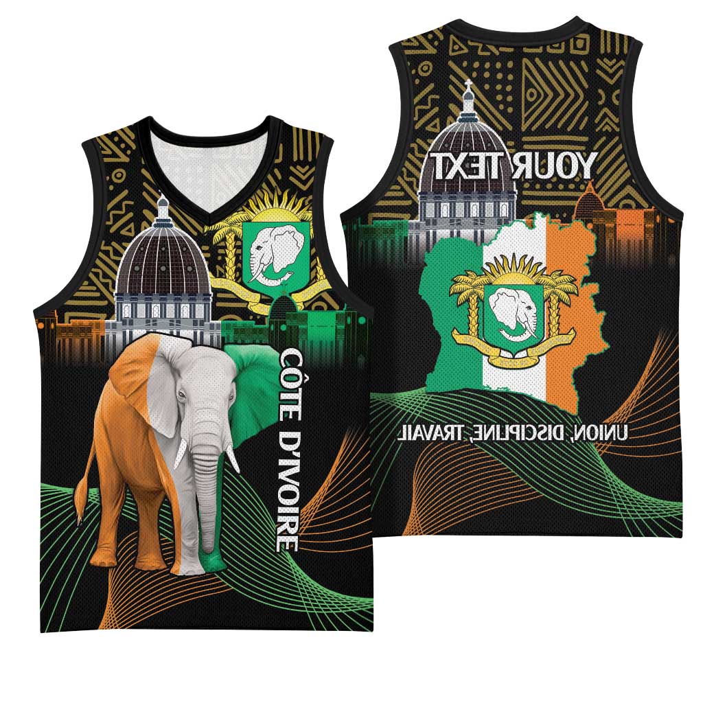 Personalized Cote dIvoire Independence Day Basketball Jersey Ivory Coast Elephant African Pattern - African Pride
