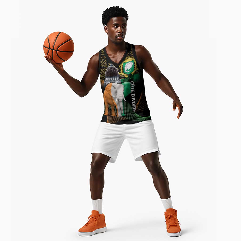 Personalized Cote dIvoire Independence Day Basketball Jersey Ivory Coast Elephant African Pattern - African Pride