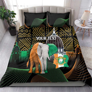 Personalized Cote dIvoire Independence Day Bedding Set Ivory Coast Elephant African Pattern