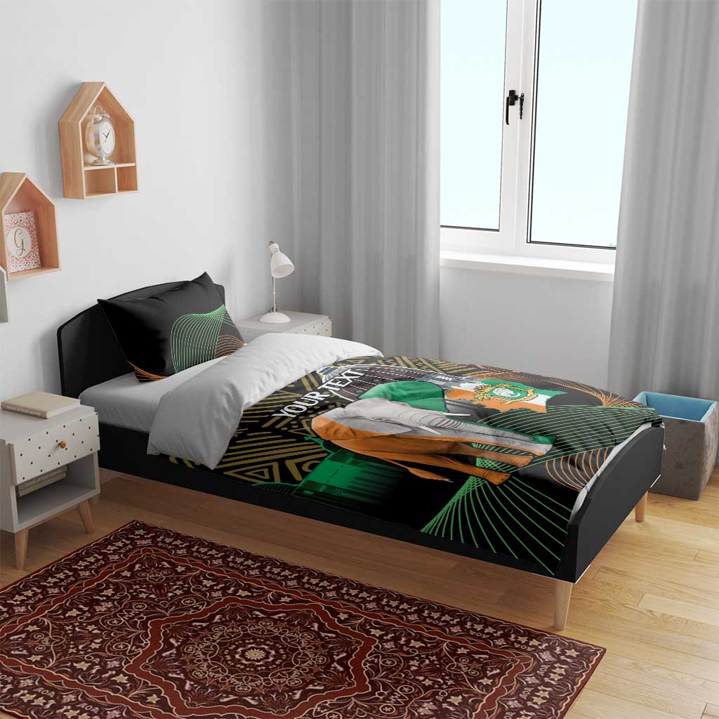 Personalized Cote dIvoire Independence Day Bedding Set Ivory Coast Elephant African Pattern