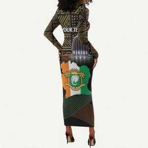 Personalized Cote dIvoire Independence Day Long Sleeve Bodycon Dress Ivory Coast Elephant African Pattern LT14