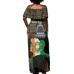 Personalized Cote dIvoire Independence Day Off Shoulder Maxi Dress Ivory Coast Elephant African Pattern