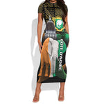 Personalized Cote dIvoire Independence Day Short Sleeve Bodycon Dress Ivory Coast Elephant African Pattern LT14