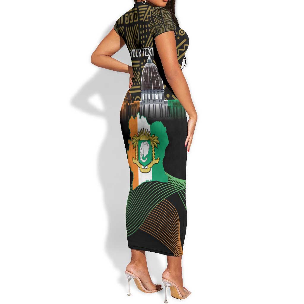 Personalized Cote dIvoire Independence Day Short Sleeve Bodycon Dress Ivory Coast Elephant African Pattern LT14