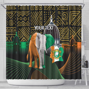 Personalized Cote dIvoire Independence Day Shower Curtain Ivory Coast Elephant African Pattern