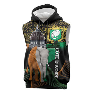 Personalized Cote dIvoire Independence Day Sleeveless Hoodie Ivory Coast Elephant African Pattern - African Pride