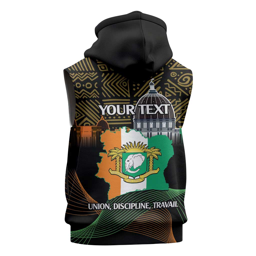 Personalized Cote dIvoire Independence Day Sleeveless Hoodie Ivory Coast Elephant African Pattern - African Pride