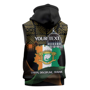 Personalized Cote dIvoire Independence Day Sleeveless Hoodie Ivory Coast Elephant African Pattern - African Pride