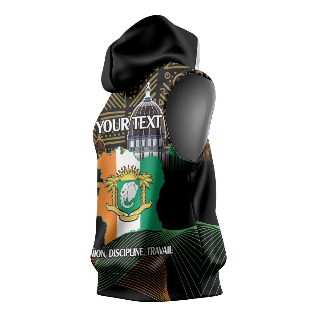 Personalized Cote dIvoire Independence Day Sleeveless Hoodie Ivory Coast Elephant African Pattern - African Pride