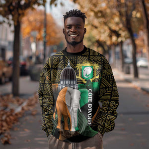 Personalized Cote dIvoire Independence Day Sweatshirt Ivory Coast Elephant African Pattern