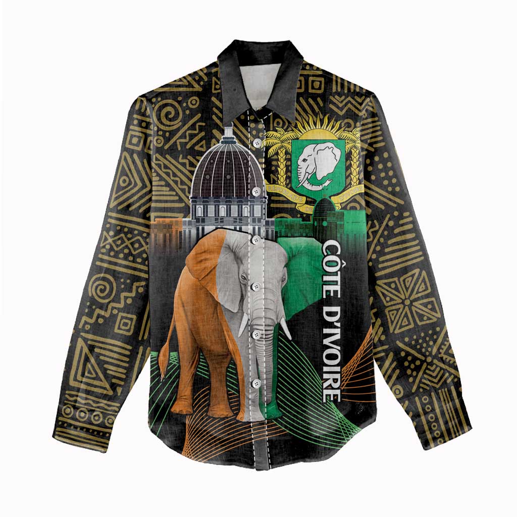 Personalized Cote dIvoire Independence Day Women Casual Shirt Ivory Coast Elephant African Pattern LT14