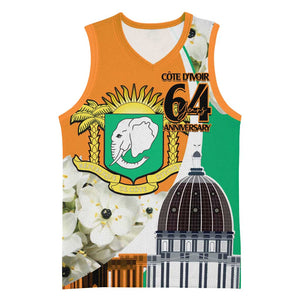 Personalized Ivory Coast Independence Day Basketball Jersey Ornithogalum Arabicum Happy 64 Years Anniversary - African Pride
