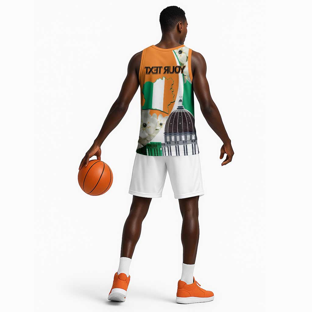 Personalized Ivory Coast Independence Day Basketball Jersey Ornithogalum Arabicum Happy 64 Years Anniversary - African Pride