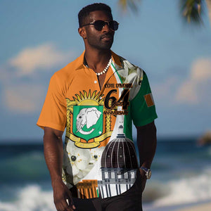 Personalized Ivory Coast Independence Day Hawaiian Shirt Ornithogalum Arabicum Happy 64 Years Anniversary