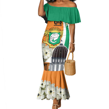 Personalized Ivory Coast Independence Day Mermaid Dress Ornithogalum Arabicum Happy 64 Years Anniversary