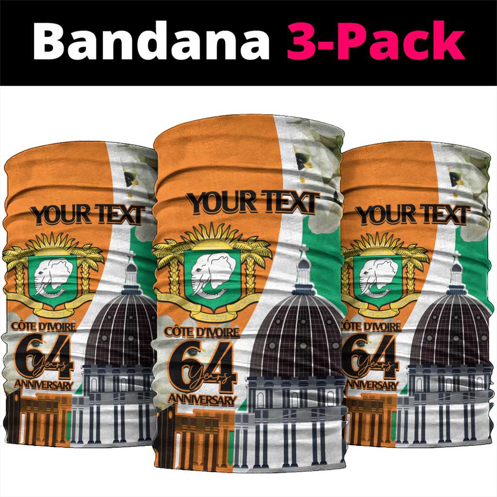 Personalized Ivory Coast Independence Day Neck Gaiter Ornithogalum Arabicum Happy 64 Years Anniversary LT14