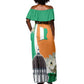 Personalized Ivory Coast Independence Day Off Shoulder Maxi Dress Ornithogalum Arabicum Happy 64 Years Anniversary