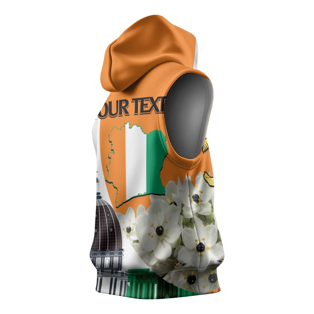 Personalized Ivory Coast Independence Day Sleeveless Hoodie Ornithogalum Arabicum Happy 64 Years Anniversary - African Pride