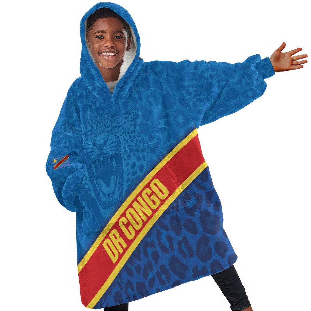 DR Congo Basketball Custom Kid Wearable Blanket Hoodie 2026 Go Leopards