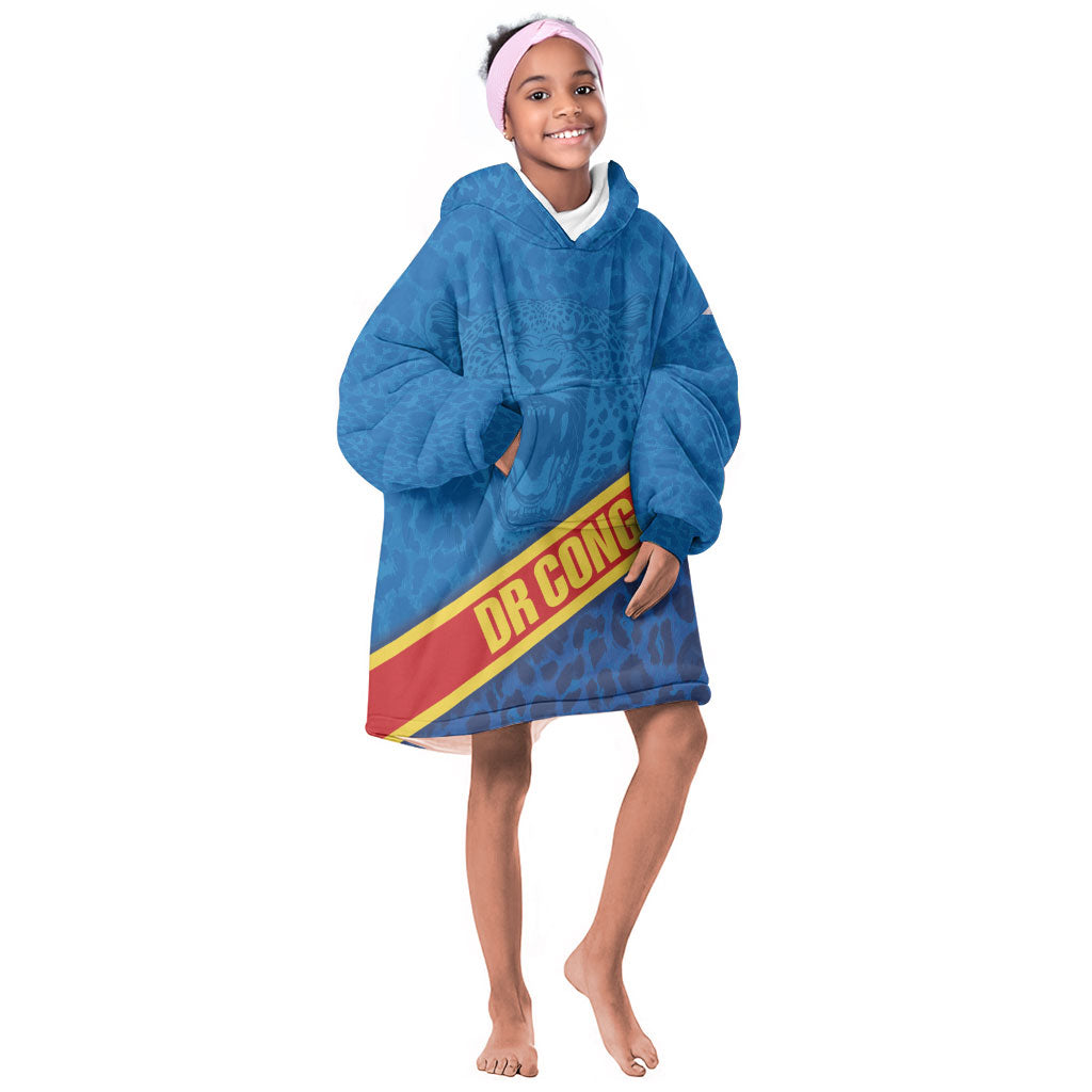 DR Congo Basketball Custom Kid Wearable Blanket Hoodie 2026 Go Leopards