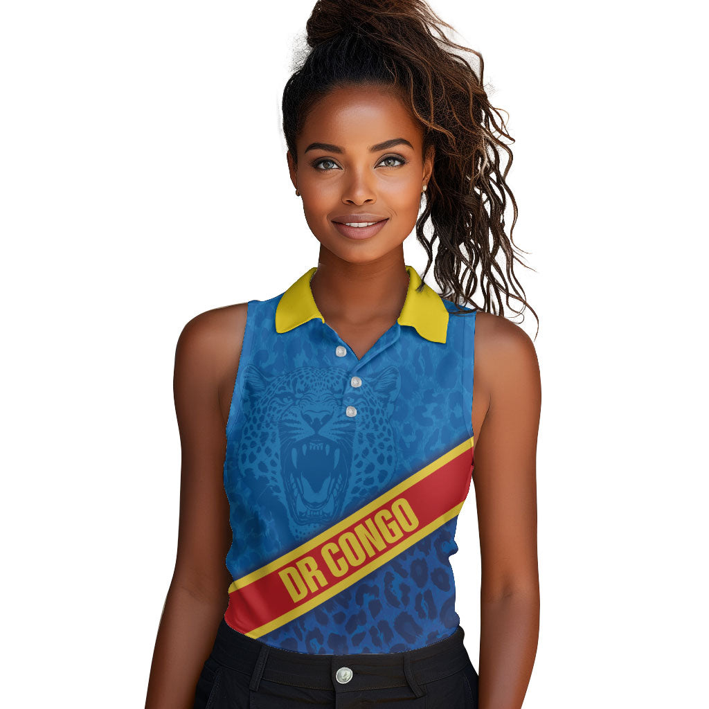 DR Congo Basketball Custom Women Sleeveless Polo Shirt 2026 Go Leopards