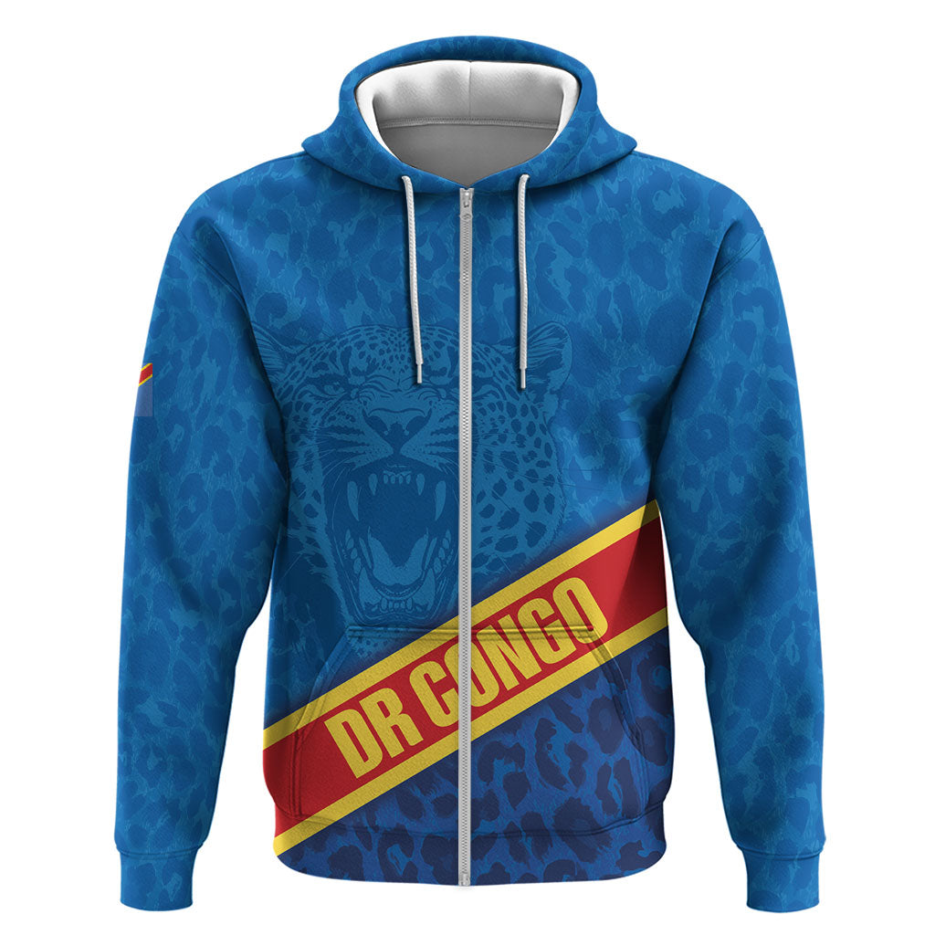 DR Congo Basketball Custom Zip Hoodie 2026 Go Leopards