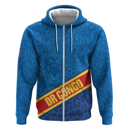 DR Congo Basketball Custom Zip Hoodie 2026 Go Leopards