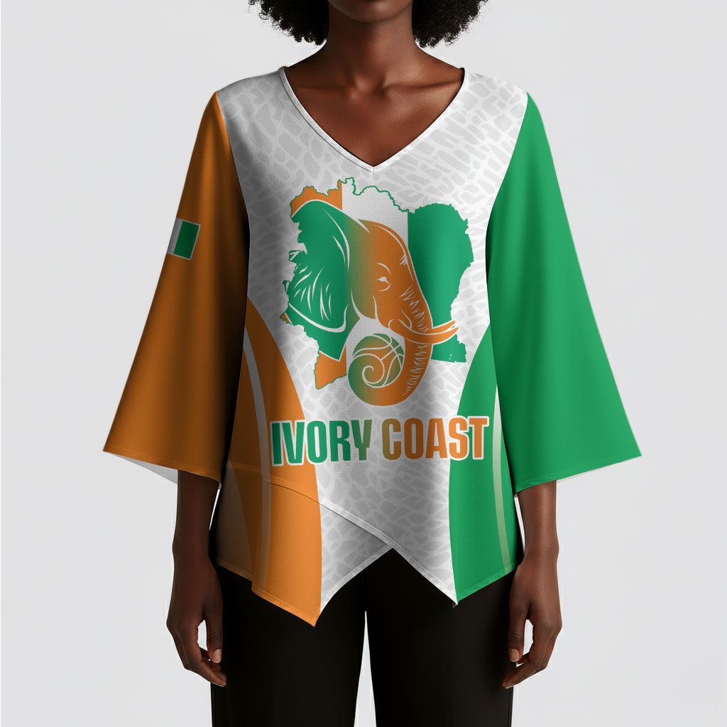 Ivory Coast Basketball Custom Kimono Sleeve Blouse 2026 Allez Les Elephants