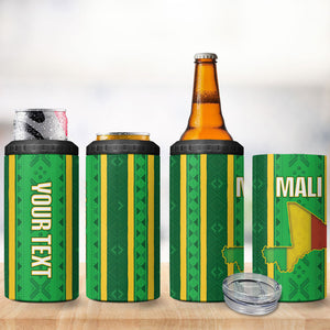Mali Basketball Custom 4 in 1 Can Cooler Tumbler Mud Cloth Bogolan Pattern