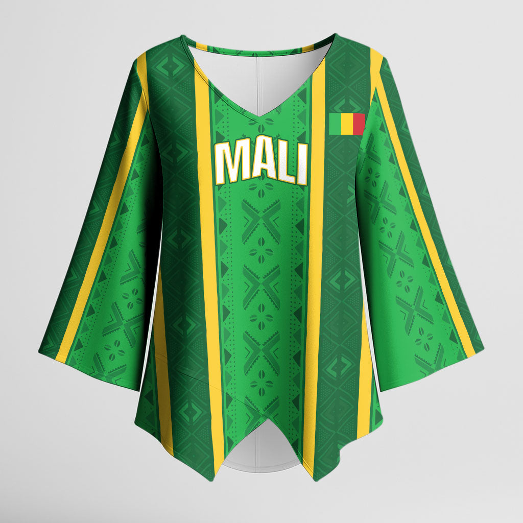 Mali Basketball Custom Kimono Sleeve Blouse Mud Cloth Bogolan Pattern