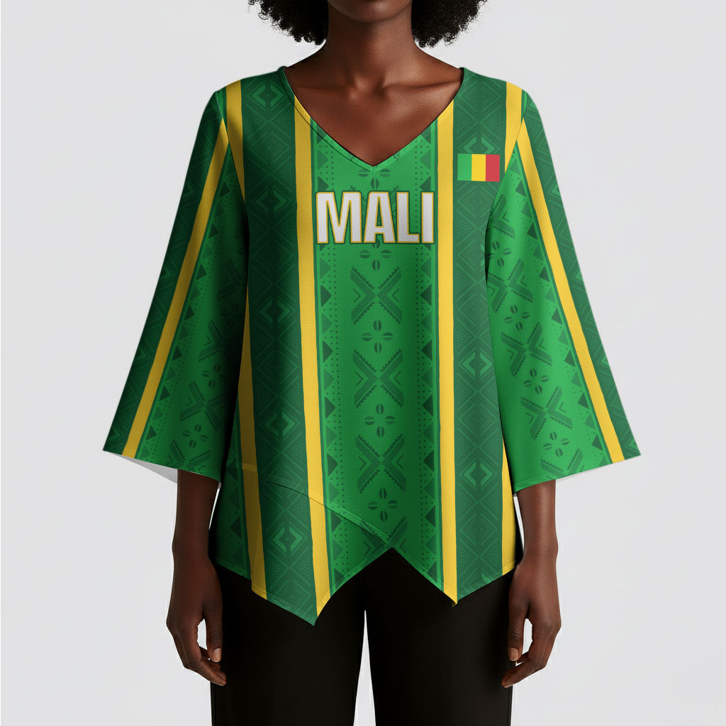Mali Basketball Custom Kimono Sleeve Blouse Mud Cloth Bogolan Pattern