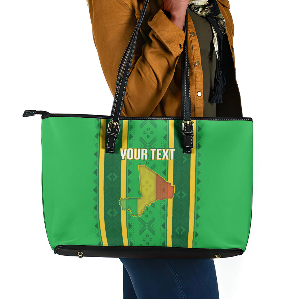 Mali Basketball Custom Leather Tote Bag Mud Cloth Bogolan Pattern