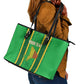 Mali Basketball Custom Leather Tote Bag Mud Cloth Bogolan Pattern