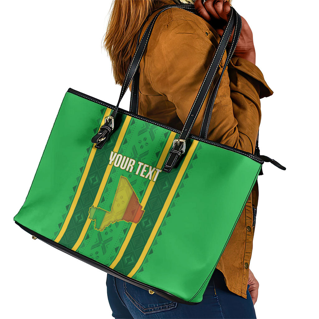 Mali Basketball Custom Leather Tote Bag Mud Cloth Bogolan Pattern