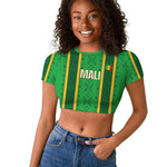 Mali Basketball Custom Raglan Cropped T shirt Mud Cloth Bogolan Pattern
