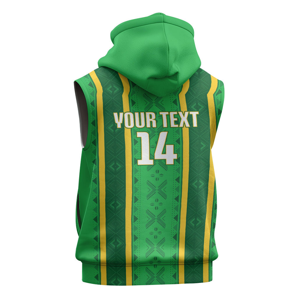 Mali Basketball Custom Sleeveless Zip Hoodie Mud Cloth Bogolan Pattern