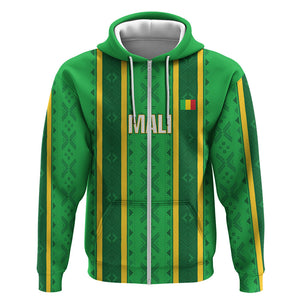 Mali Basketball Custom Zip Hoodie Mud Cloth Bogolan Pattern