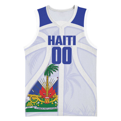Haiti Basketball Custom Basketball Jersey Ayiti Coat Of Arms White Sporty Style