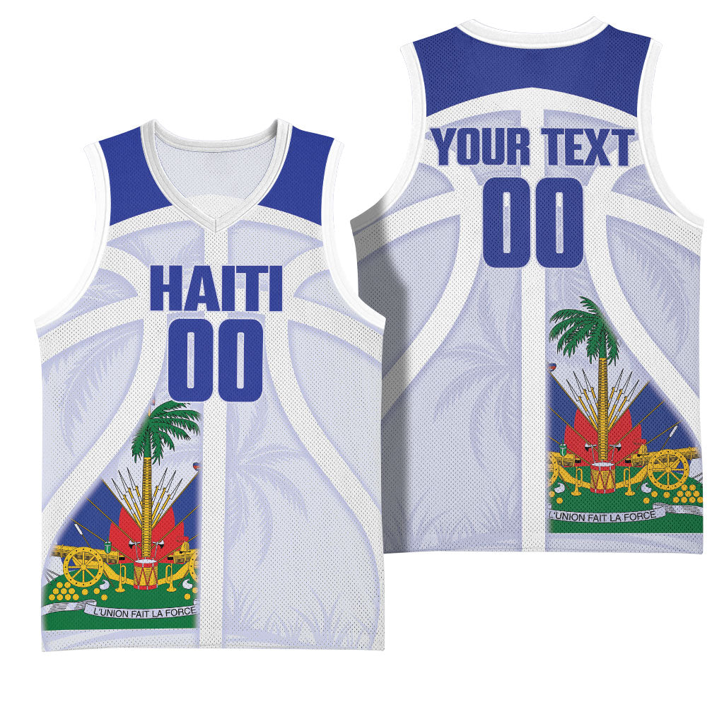 Haiti Basketball Custom Basketball Jersey Ayiti Coat Of Arms White Sporty Style