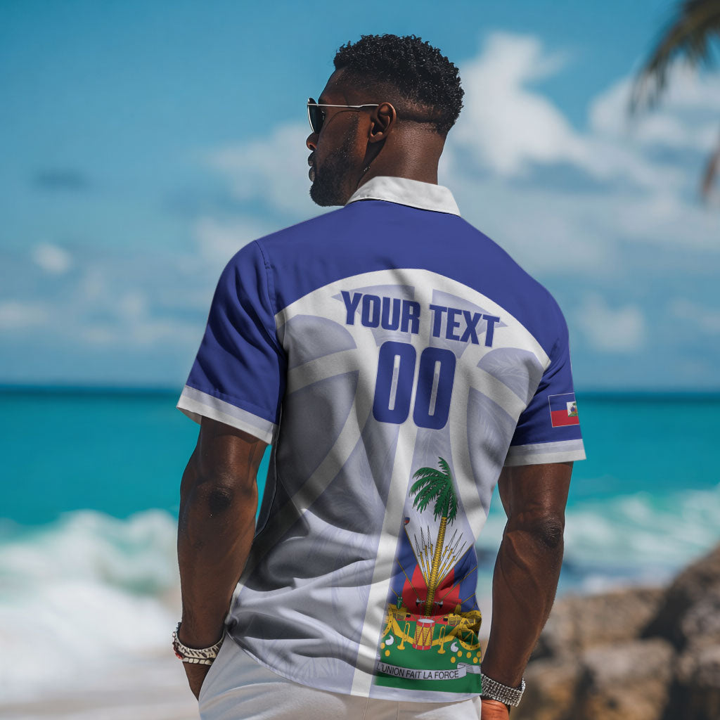 Haiti Basketball Custom Hawaiian Shirt Ayiti Coat Of Arms White Sporty Style