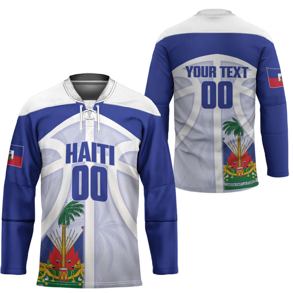 Haiti Basketball Custom Hockey Jersey Ayiti Coat Of Arms White Sporty Style
