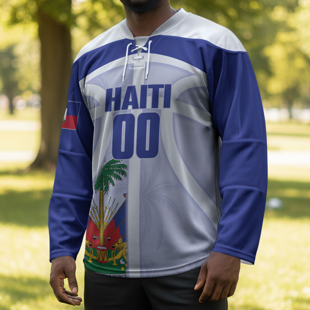 Haiti Basketball Custom Hockey Jersey Ayiti Coat Of Arms White Sporty Style
