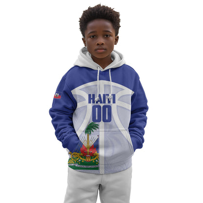 Haiti Basketball Custom Kid Hoodie Ayiti Coat Of Arms White Sporty Style