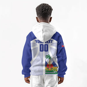 Haiti Basketball Custom Kid Hoodie Ayiti Coat Of Arms White Sporty Style