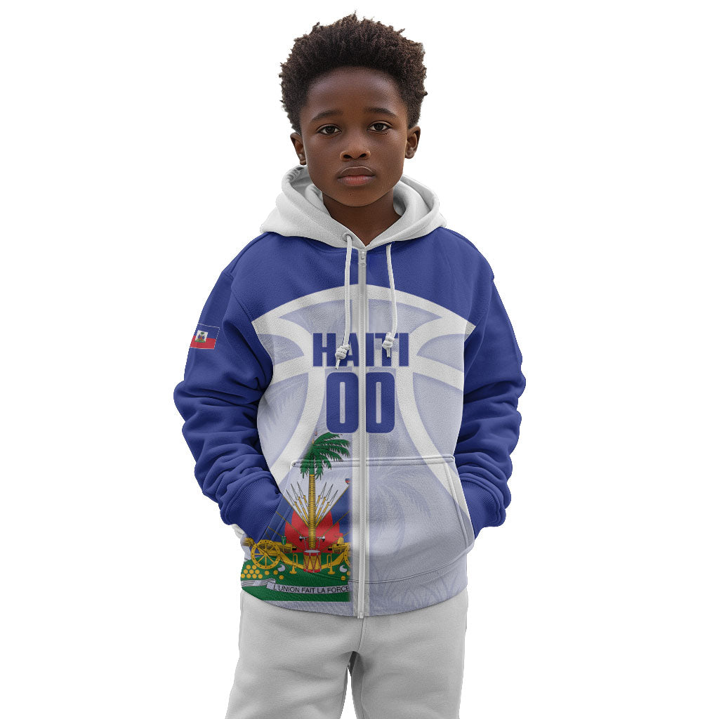 Haiti Basketball Custom Kid Hoodie Ayiti Coat Of Arms White Sporty Style