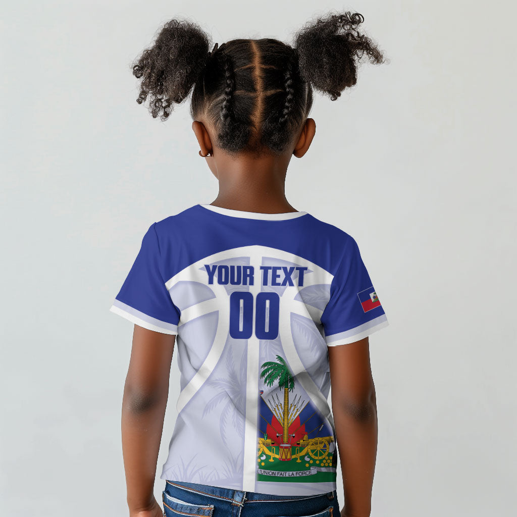Haiti Basketball Custom Kid T shirt Ayiti Coat Of Arms White Sporty Style