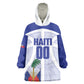 Haiti Basketball Custom Kid Wearable Blanket Hoodie Ayiti Coat Of Arms White Sporty Style