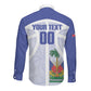 Haiti Basketball Custom Long Sleeve Button Shirt Ayiti Coat Of Arms White Sporty Style