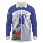 Haiti Basketball Custom Long Sleeve Polo Shirt Ayiti Coat Of Arms White Sporty Style