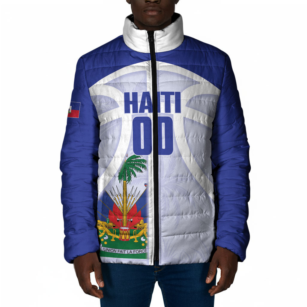 Haiti Basketball Custom Padded Jacket Ayiti Coat Of Arms White Sporty Style
